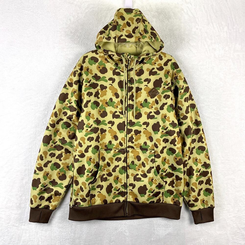 Burton Hoodie Mens L Bonded Marsh Duck Camo Full Zip Outdoors Snowboard Skate